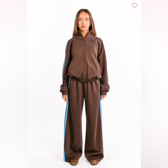 beginning boutique brown & blue striped track suit - Picture 2 of 12